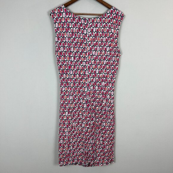 Nic+Zoe Dress XL Pink Geometric Gathered Waist Twist Stretch Knit Sleeveless - Picture 7 of 10